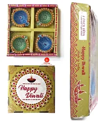 Saudeep India Diwali Diyas | Traditional Handmade Terracotta Clay Diya | Mitti Deepak Decorate for Diwali | Diya for Puja | Diwali Home Decoration Diya (Set of 4, Multicolor)-thumb3