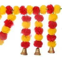 Saudeep India Traditional Marigold Fluffy Flowers Garlands Toran for Door Hanging Home Decoration for Main Door - Ideal for Traditional, Inauguration Parties, Festivals, Diwali (Pattern 04)-thumb3