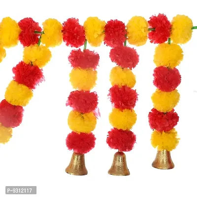 Saudeep India Traditional Marigold Fluffy Flowers Garlands Toran for Door Hanging Home Decoration for Main Door - Ideal for Traditional, Inauguration Parties, Festivals, Diwali (Pattern 04)-thumb4