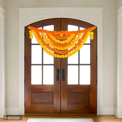 Saudeep India Traditional Marigold Fluffy Flowers Garlands Toran for Door Hanging Home Decoration for Main Door - Ideal for Traditional, Inauguration Parties, Festivals, Diwali(Pattern 06)