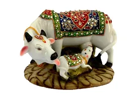 Saudeep India Diwali Gift Combo Diwali Matki Diyas With Cow and Calf Idol | Handmade Terracotta Clay Diya | Mitti Deepak for Diwali | Diya for Puja | Diwali Home Decoration Diya (Set of 6, Multicolor)-thumb1