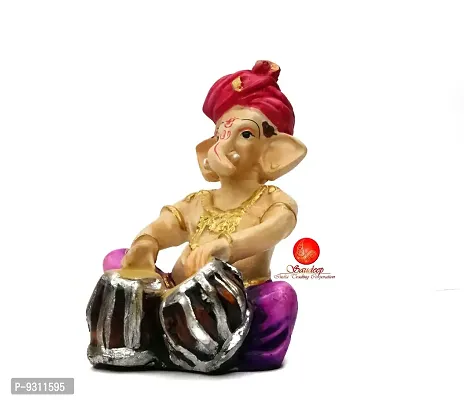 Saudeep India, Handcrafted Resine Little Ganesh Sculpture | Showpiece for Home  Office Decor (Ganesh Dhol)-thumb5