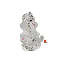 Saudeep India, Handcrafted Resine Little Ganesh Sculpture | Showpiece for Home  Office Decor (Silver Ganesh)-thumb3