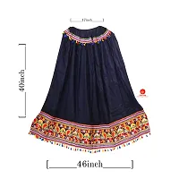 SAUDEEP INDIA Women Ethnic Gujrati Embroidered Border Cotton Rayon Long Skirt Lehenga (Navy Blue)-thumb3