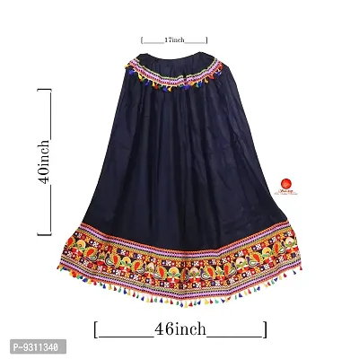 SAUDEEP INDIA Women Ethnic Gujrati Embroidered Border Cotton Rayon Long Skirt Lehenga (Navy Blue)-thumb4