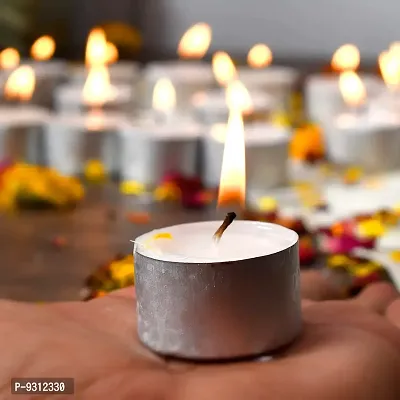 Saudeep India Tealight Candles | 9 Hour Long Time Buring Wax Tealight Candle | Unscented Tea Light Candles (50)-thumb2