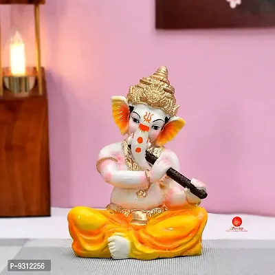 Saudeep India, Handcrafted Resine Little Ganesh Sculpture | Showpiece for Home  Office Decor (New Ganesh Flute)