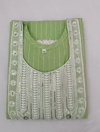 Stylish Green Cotton Straight Striped Stitched Kurti For Women, Pack Of 1-thumb1