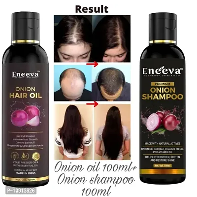 Eneeva Onion Hair Oil and Red Onion Hair Shampoo for Hair Growth Oil - Pack Of 2, 100 ml each-thumb0