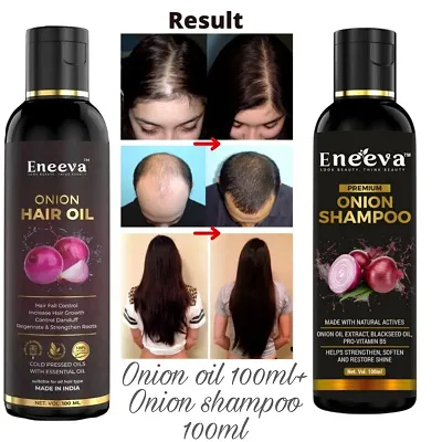 Eneeva Onion Hair Oil and Red Onion Hair Shampoo for Hair Growth Oil - Pack Of 2, 100 ml each