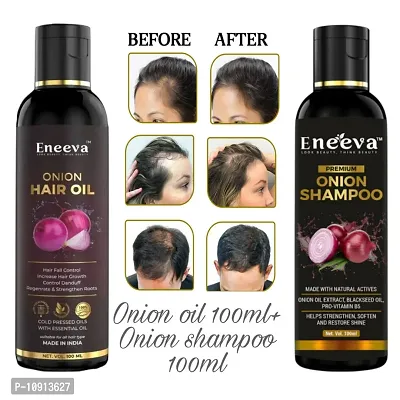 Eneeva Onion Hair Oil and Red Onion Hair Shampoo for Hair Growth Oil - Pack Of 2, 100 ml each-thumb0