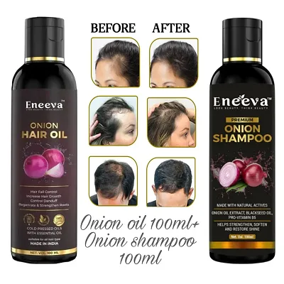 Eneeva Onion Hair Oil and Red Onion Hair Shampoo for Hair Growth Oil - Pack Of 2, 100 ml each