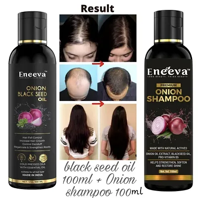 Eneeva Onion Black Seed Hair Oil and Red Onion Hair Shampoo for Hair Growth Oil - Pack Of 2, 100 ml each