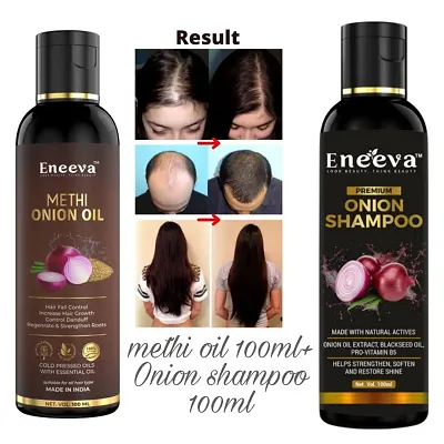 Eneeva Onion Methi Hair Oil and Red Onion Hair Shampoo for Hair Growth Oil - Pack Of 2, 100 ml each