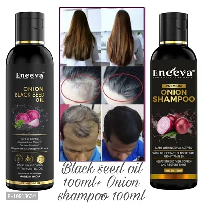 Eneeva Onion Black Seed Hair Oil and Red Onion Hair Shampoo for Hair Growth Oil - Pack Of 2, 100 ml each-thumb0