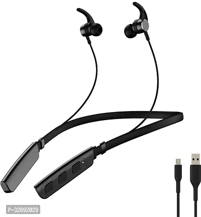 WeRock B235 Wireless Neckband with Mic Powerful Stereo Sound Quality BT Headset W5 Bluetooth Headset (Black, In the Ear)-thumb0