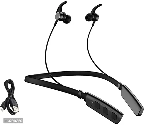 WeRock B235 Wireless Neckband with Mic Powerful Stereo Sound Quality BT Headset W16 Bluetooth Headset (Black, In the Ear)-thumb0