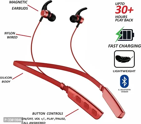 New WeRock True Wireless B235 Blast Sound Quick Charge Bluetooth Neckband Super Sound W9 Bluetooth Headset (Red, In the Ear)-thumb2