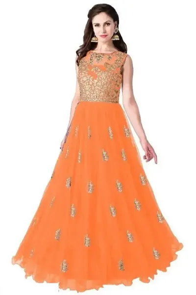 Stylish Women Net Festive and Party wear Semi Stitched Ethnic Gown