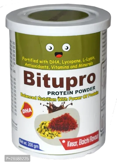 Amvia Pharma Bitupro protein powder 200gm - balanced nutrition with power of protein kesar elaichi flavour fortified with DHA