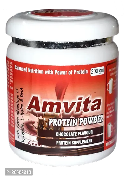 : Amvita Protein Powder Chocolate Flovour 200gm Protein Supplement | Balanced Nutritional With Powder of Protein-thumb0