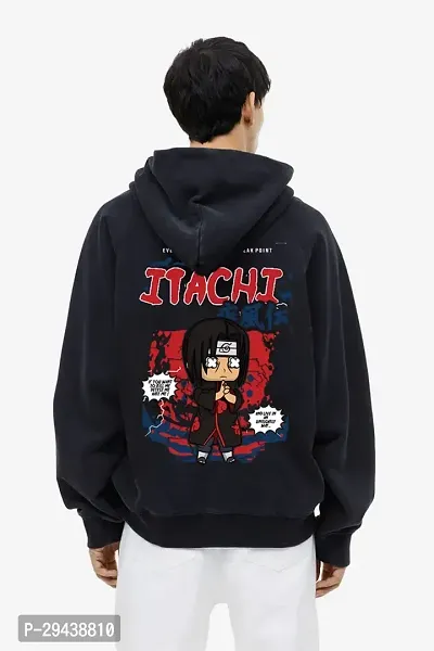 Mens Black Itachi Graphic Print Oversized Hoodie