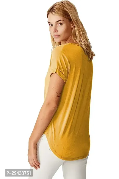 Yellow Solid High Low Hem Cotton Oversized Tee-thumb2