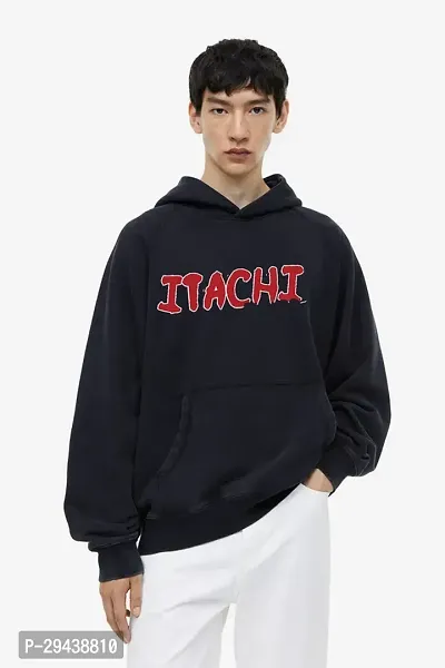 Mens Black Itachi Graphic Print Oversized Hoodie-thumb2