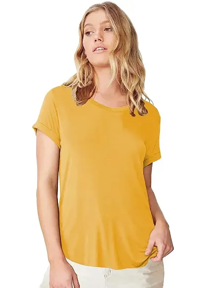 Fabricorn Cotton V-Neck Up Down Short Sleeve Tshirt for Women