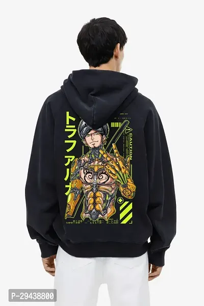 Mens Black Mecha Zoro Graphic Print Oversized Hoodie-thumb0