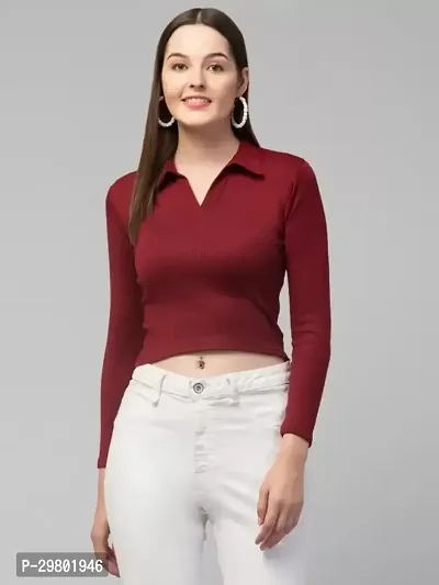 Casual Self Design Women Maroon Top-thumb0