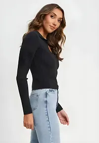 Stylish Lycra Solid Crop Top for Women-thumb3