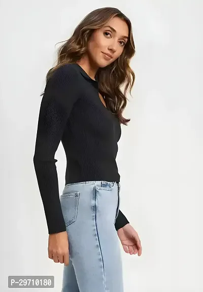 Stylish Lycra Solid Crop Top for Women-thumb4