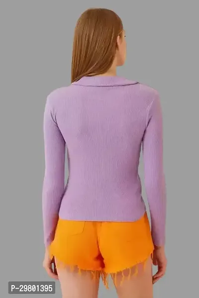 Casual Solid Women Purple Top-thumb2