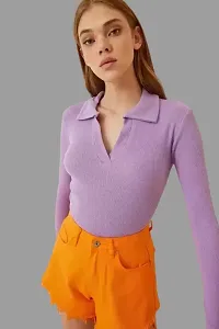 Casual Solid Women Purple Top-thumb2