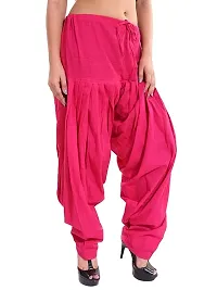 Womens Comfort Fit Cotton Dark Pink Semi Patiala Salwar-thumb1