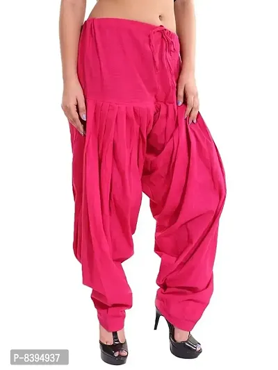 Womens Comfort Fit Cotton Dark Pink Semi Patiala Salwar-thumb2