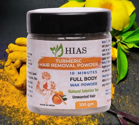 DILLION Turmeric Full Body Organics Herbal Wax Powder for Hair Removal, 15 min Instant Painless Natural Waxing Powder All Types of Hair Skin Hands Legs Underarms Bikini (100 gm, Turmeric )