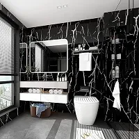 DILLION Wall Stickers Marble Wallpaper (200cm x 60cm) for Furniture Kitchen, Cabinets, Almirah, Tabletop, Plastic Table, Wooden Table, Wardrobe, Renovation   Adhesive Sticker (Black Marble, Pack Of 2-thumb1