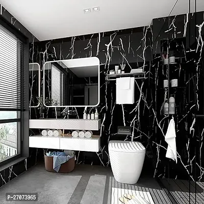 DILLION Wall Stickers Marble Wallpaper (200cm x 60cm) for Furniture Kitchen, Cabinets, Almirah, Tabletop, Plastic Table, Wooden Table, Wardrobe, Renovation   Adhesive Sticker (Black Marble, Pack Of 2-thumb2