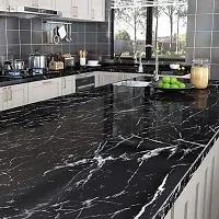 DILLION Wall Stickers Marble Wallpaper (200cm x 60cm) for Furniture Kitchen, Cabinets, Almirah, Tabletop, Plastic Table, Wooden Table, Wardrobe, Renovation   Adhesive Sticker (Black Marble, Pack Of 2-thumb2