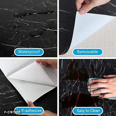 DILLION Wall Stickers Marble Wallpaper (200cm x 60cm) for Furniture Kitchen, Cabinets, Almirah, Tabletop, Plastic Table, Wooden Table, Wardrobe, Renovation   Adhesive Sticker (Black Marble, Pack Of 2-thumb5