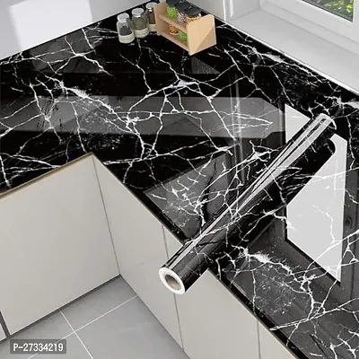 DILLION Black Marble Wallpaper (200cm x 60cm) for Furniture Kitchen, Cabinets, Almirah, Tabletop, Plastic Table, Wooden Table, Wardrobe, Renovation Adhesive Sticker (Black Marble 1 PACK-thumb0