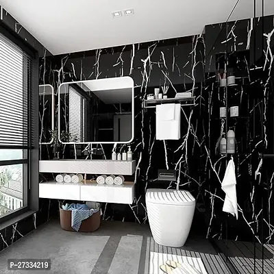 DILLION Black Marble Wallpaper (200cm x 60cm) for Furniture Kitchen, Cabinets, Almirah, Tabletop, Plastic Table, Wooden Table, Wardrobe, Renovation Adhesive Sticker (Black Marble 1 PACK-thumb5