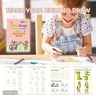 Practice Copybook, (4 Book + 10 Refill) Number Tracing Book for Preschoolers with Pen, Magic Calligraphy Copybook Set Practical Reusable Writing Tool Simple Hand Lettering-thumb2