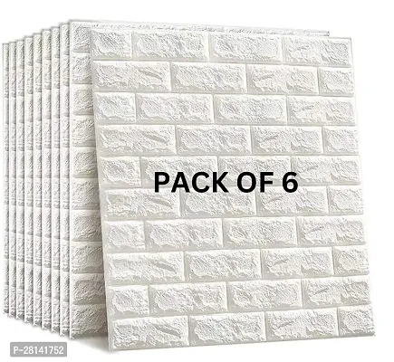 DILLION Self-Adhesive Waterproof PE Foam 3D Wall Panels Wallpaper White Brick Wallpaper Sticker for Bathroom, Living Room, and Home Decoration (White Brick Wallpaper 70 X 77 cm)