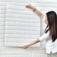 DILLION Self-Adhesive Waterproof PE Foam 3D Wall Panels Wallpaper White Brick Wallpaper Sticker for Bathroom, Living Room, and Home Decoration (White Brick Wallpaper 70 X 77 cm)-thumb3