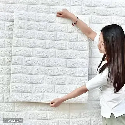 DILLION Self-Adhesive Waterproof PE Foam 3D Wall Panels Wallpaper White Brick Wallpaper Sticker for Bathroom, Living Room, and Home Decoration (White Brick Wallpaper 70 X 77 cm)-thumb4