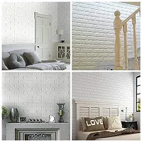 DILLION Self-Adhesive Waterproof PE Foam 3D Wall Panels Wallpaper White Brick Wallpaper Sticker for Bathroom, Living Room, and Home Decoration (White Brick Wallpaper 70 X 77 cm)-thumb4