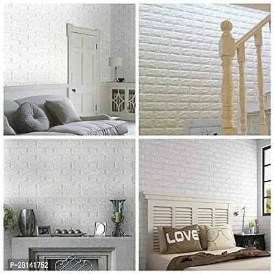 DILLION Self-Adhesive Waterproof PE Foam 3D Wall Panels Wallpaper White Brick Wallpaper Sticker for Bathroom, Living Room, and Home Decoration (White Brick Wallpaper 70 X 77 cm)-thumb5